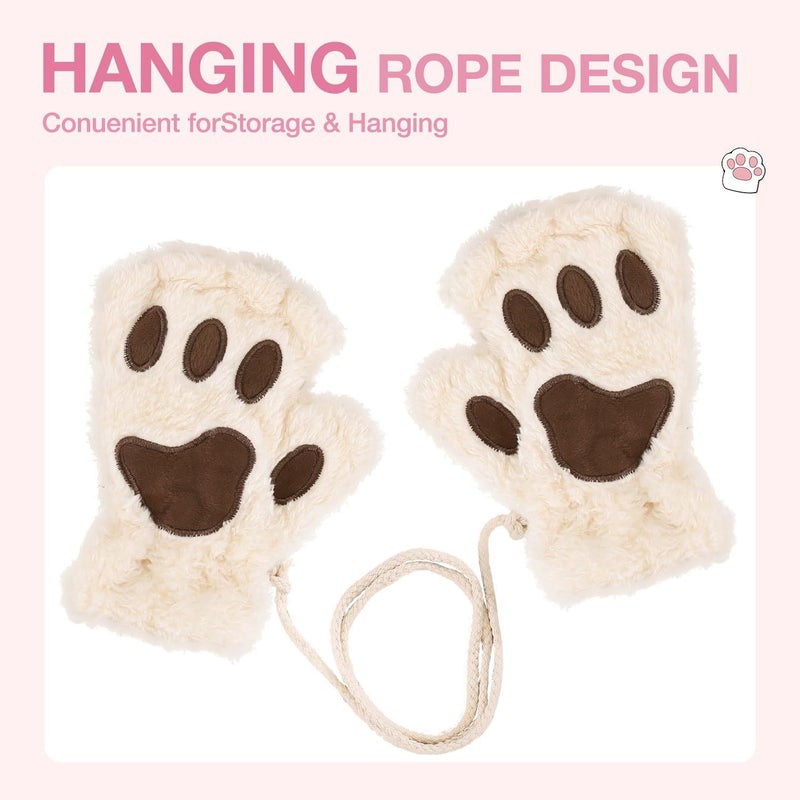 Tiny Chou Cat Paw Gloves for Cosplay Party Halloween Costume Accessories, Winter Fingerless Warm Gloves for Women Girls - Image 3